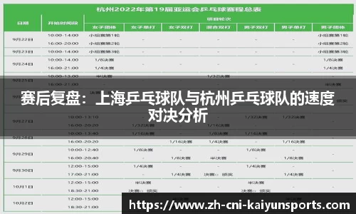 赛后复盘：上海乒乓球队与杭州乒乓球队的速度对决分析