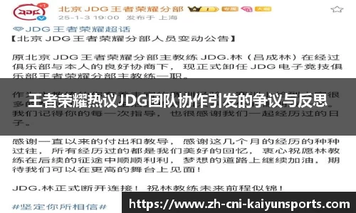 王者荣耀热议JDG团队协作引发的争议与反思